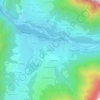 Mapa topográfico Les Teppes, altitud, relieve