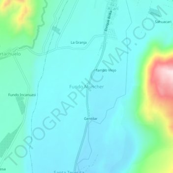 Mapa topográfico Fundo Muncher, altitud, relieve