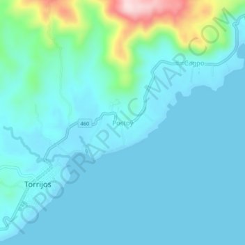 Mapa topográfico Poctoy, altitud, relieve