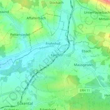 Mapa topográfico Forth, altitud, relieve