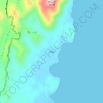 Mapa topográfico Muti, altitud, relieve