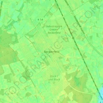 Mapa topográfico Reckenfeld, altitud, relieve