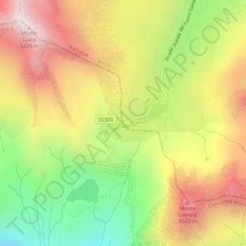 Mapa topográfico Gaviapass, altitud, relieve