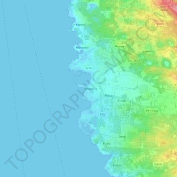 Mapa topográfico Umag, altitud, relieve