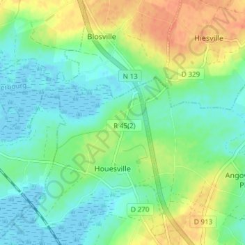 Mapa topográfico Le Grand Meslier, altitud, relieve