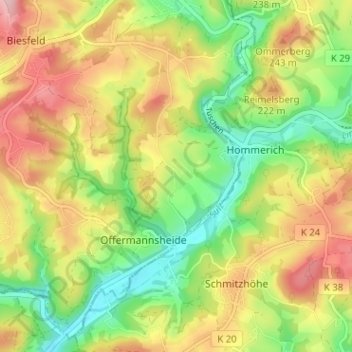 Mapa topográfico Oeldorf, altitud, relieve
