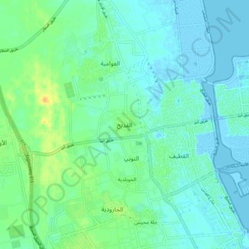 Mapa topográfico Al Qudayh, altitud, relieve