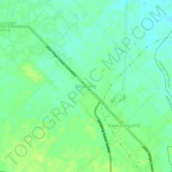 Mapa topográfico Dendang, altitud, relieve