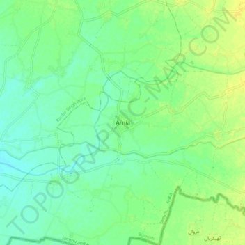 Mapa topográfico Arnia, altitud, relieve