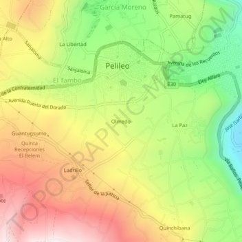 Mapa topográfico Olmedo, altitud, relieve