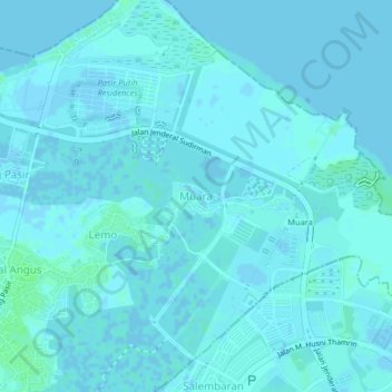 Mapa topográfico Muara, altitud, relieve