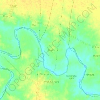 Mapa topográfico Chiral, altitud, relieve