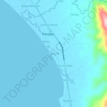 Mapa topográfico Santa Fe, altitud, relieve