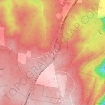 Mapa topográfico Flat Rock Junction, altitud, relieve