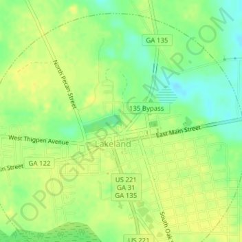 Mapa topográfico Lake Irma Dam, altitud, relieve