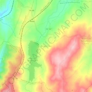 Mapa topográfico Bouça Cova, altitud, relieve