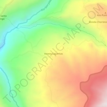 Mapa topográfico Vereda Lagunitas, altitud, relieve