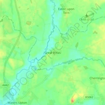 Mapa topográfico Great Bolas, altitud, relieve