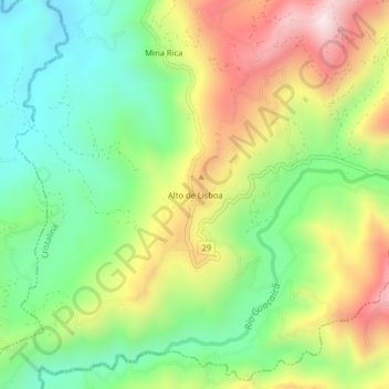 Mapa topográfico Alto de Lisboa, altitud, relieve