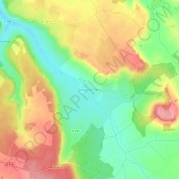 Mapa topográfico Essey-les-Eaux, altitud, relieve