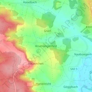 Mapa topográfico Krumlengenfeld, altitud, relieve