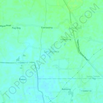 Mapa topográfico San Vicente, altitud, relieve