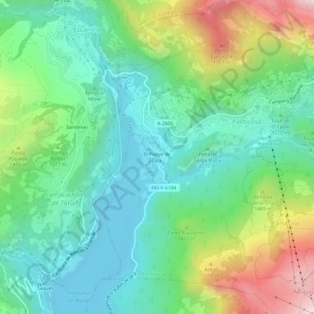 Mapa topográfico El Pueyo de Jaca, altitud, relieve