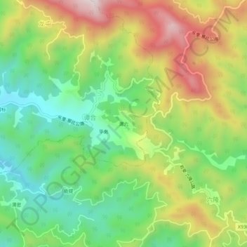 Mapa topográfico Weiliu, altitud, relieve