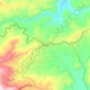 Mapa topográfico Kobo, altitud, relieve