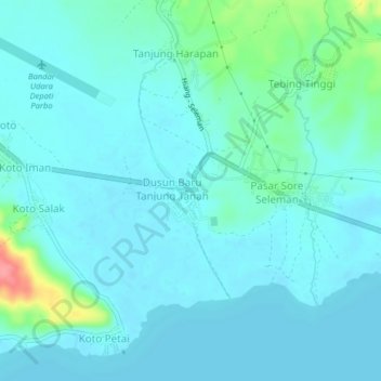 Mapa topográfico Simpang Empat, altitud, relieve
