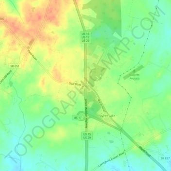 Mapa topográfico Opal, altitud, relieve
