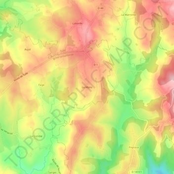 Mapa topográfico Le Mons, altitud, relieve