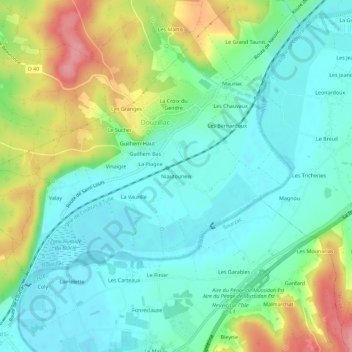 Mapa topográfico Niautouneix, altitud, relieve