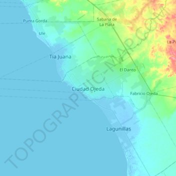 Mapa topográfico Ciudad Ojeda, altitud, relieve