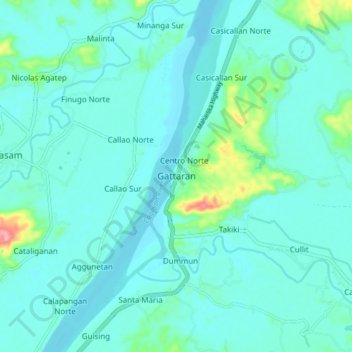 Mapa topográfico Gattaran, altitud, relieve