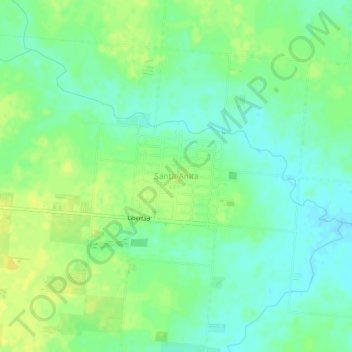 Mapa topográfico Santa Anita, altitud, relieve