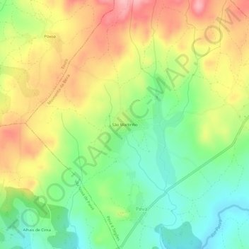 Mapa topográfico São Martinho, altitud, relieve