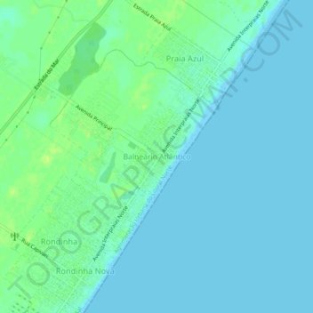Mapa topográfico Balneário Atlântico, altitud, relieve