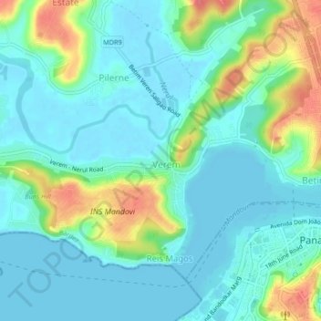 Mapa topográfico Verem, altitud, relieve