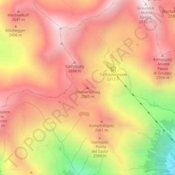 Mapa topográfico Donnerschlag, altitud, relieve