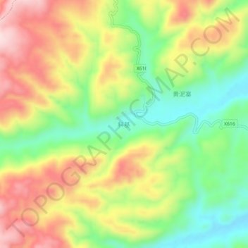 Mapa topográfico Keji, altitud, relieve