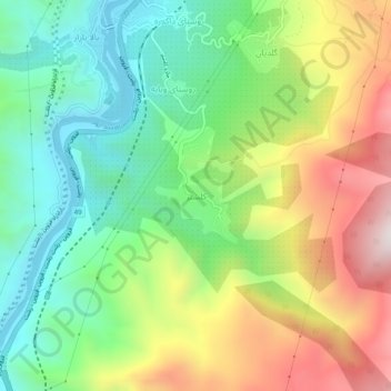 Mapa topográfico Kalashtar, altitud, relieve