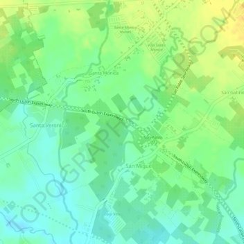 Mapa topográfico STA.77+460, altitud, relieve