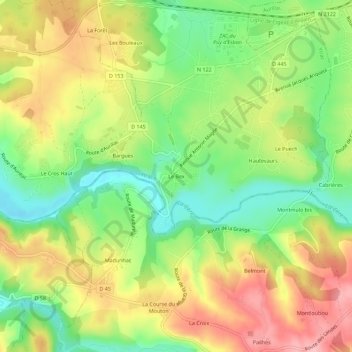 Mapa topográfico Le Bex, altitud, relieve