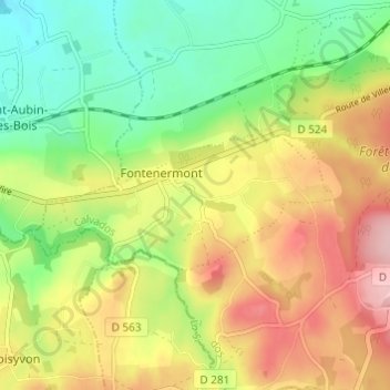 Mapa topográfico Le Hameau Drouet, altitud, relieve