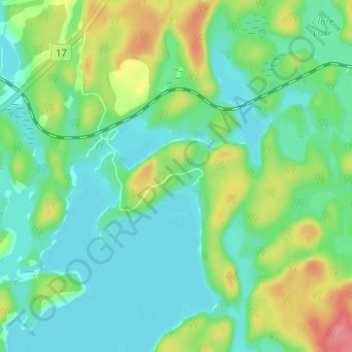 Mapa topográfico Hawk Lake, altitud, relieve