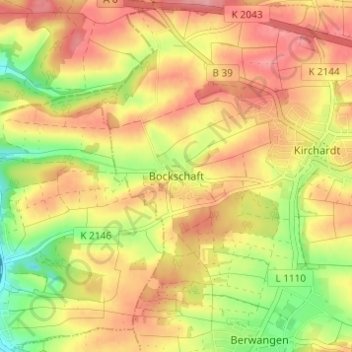 Mapa topográfico Bockschaft, altitud, relieve
