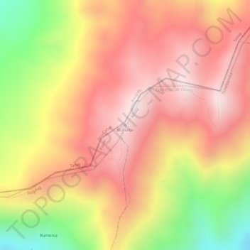 Mapa topográfico Ñuñurco, altitud, relieve