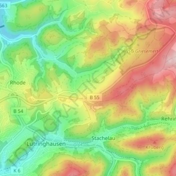 Mapa topográfico Griesemert, altitud, relieve