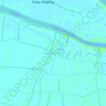 Mapa topográfico Sungai Kupah, altitud, relieve